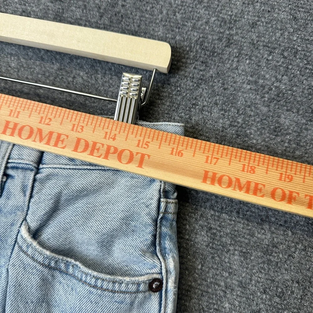 AGOLDE Fold Waistband Jean Womens 32 Blue Pleated Baggy Straight Leg Denim